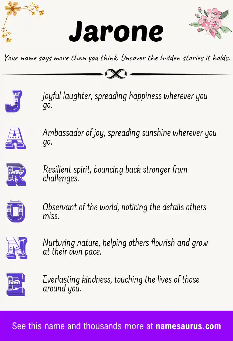 Acrostic poem about Jarone.
