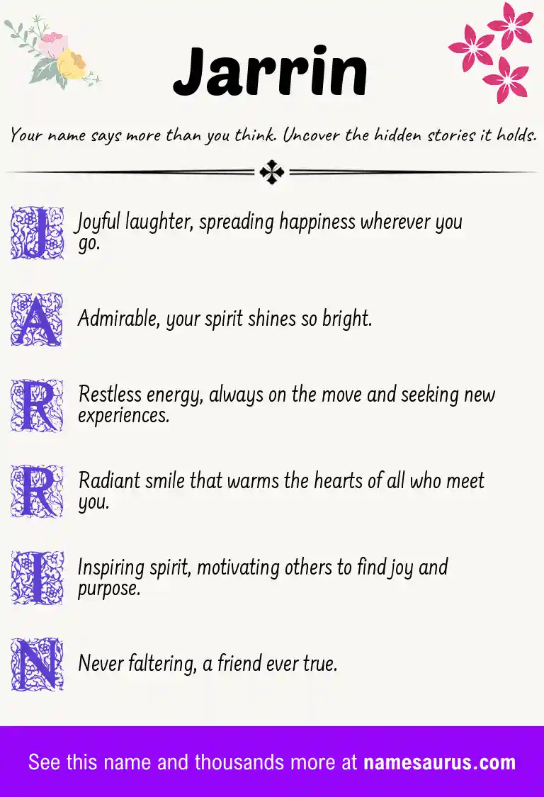 Acrostic poem about Jarrin.