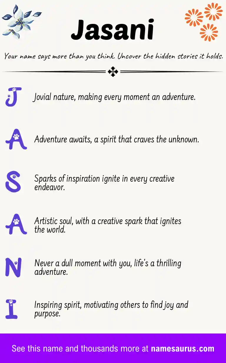 Acrostic poem about Jasani.