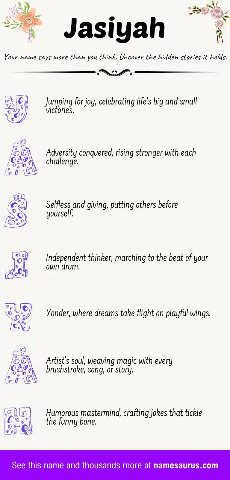 Acrostic poem about Jasiyah.