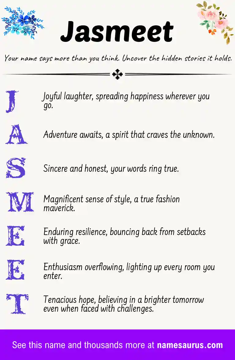 Acrostic poem about Jasmeet.