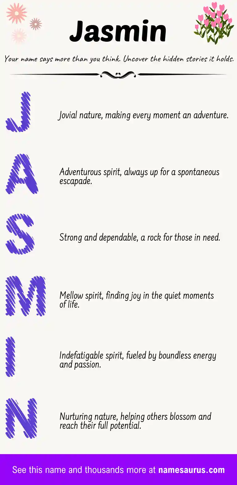 Acrostic poem about Jasmin.