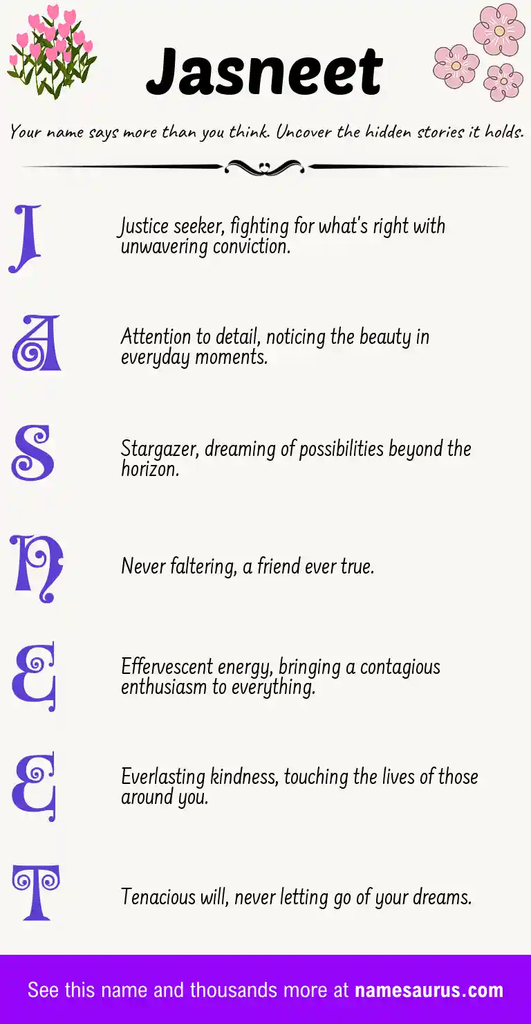 Acrostic poem about Jasneet.