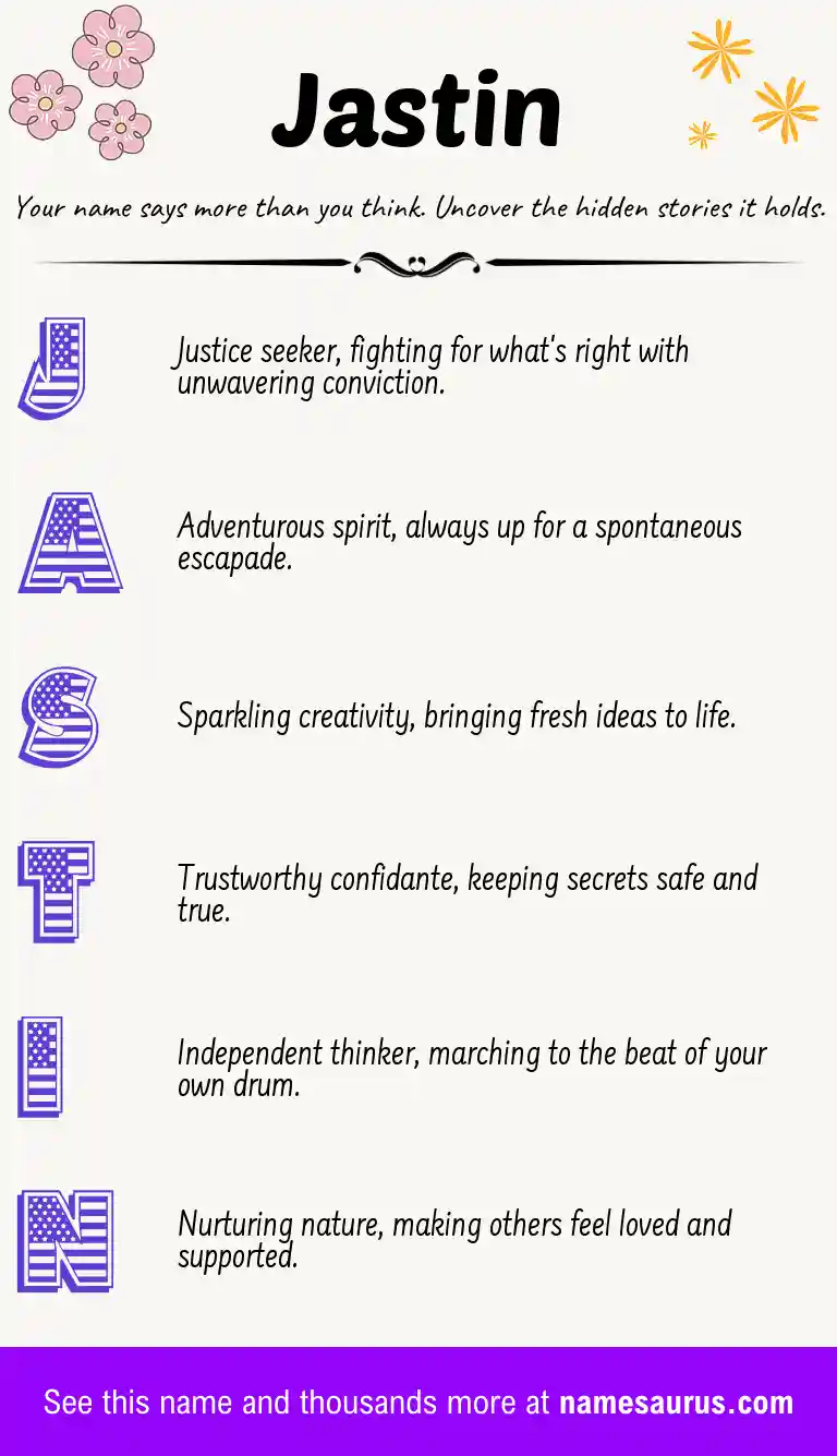 Acrostic poem about Jastin.