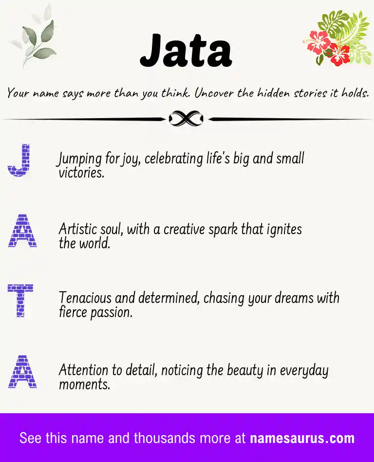 Acrostic poem about Jata.
