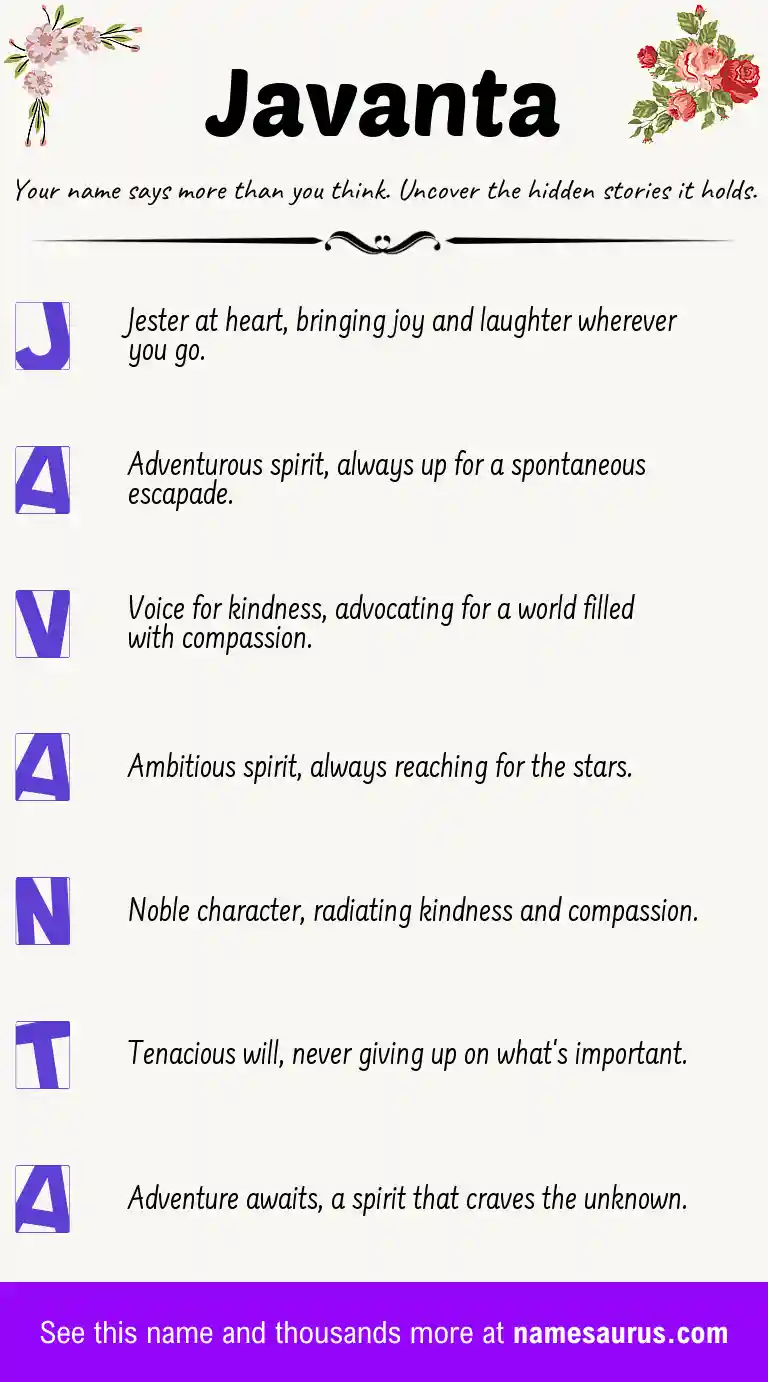 Acrostic poem about Javanta.
