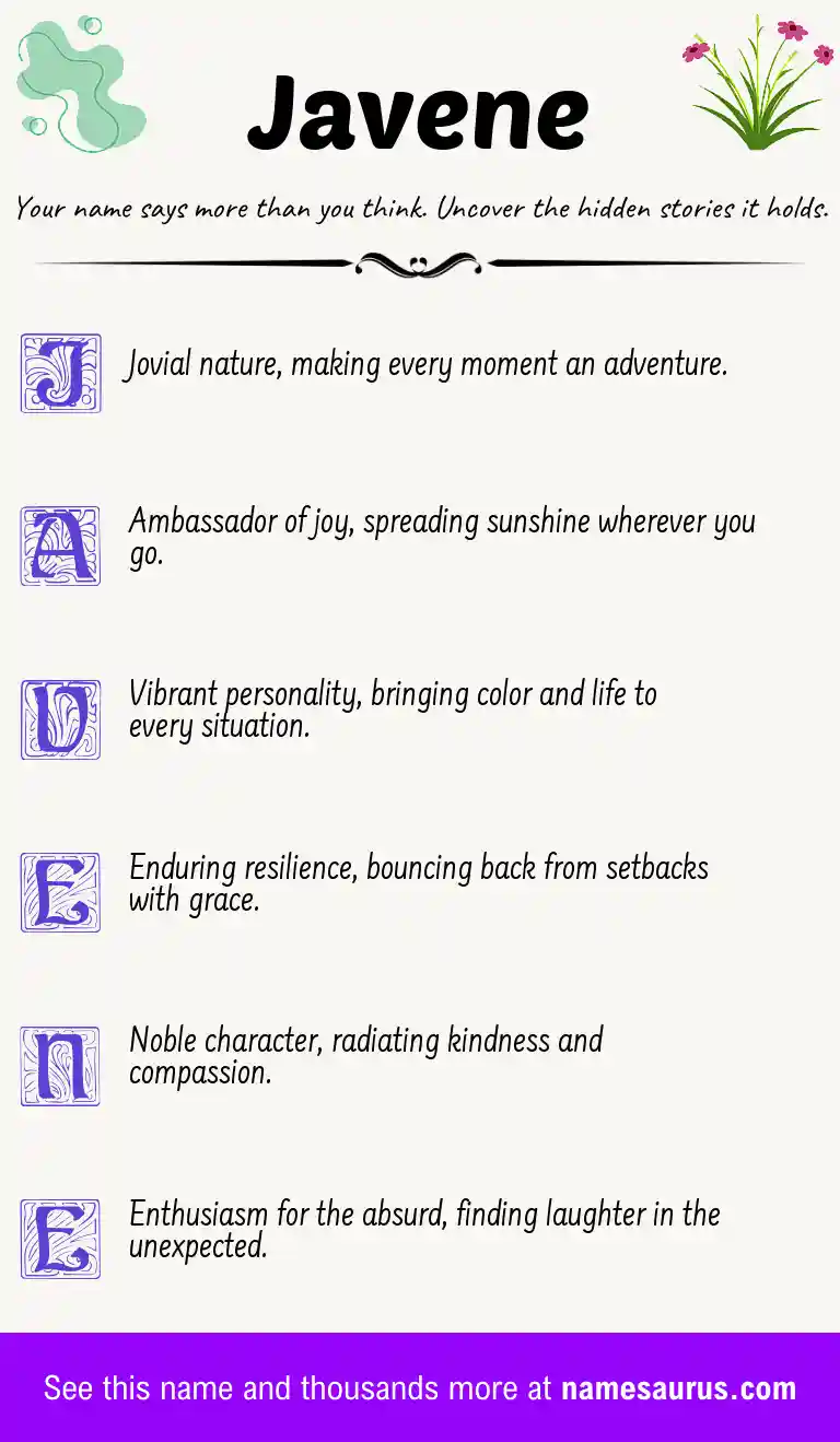 Acrostic poem about Javene.