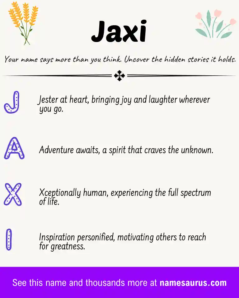 Acrostic poem about Jaxi.