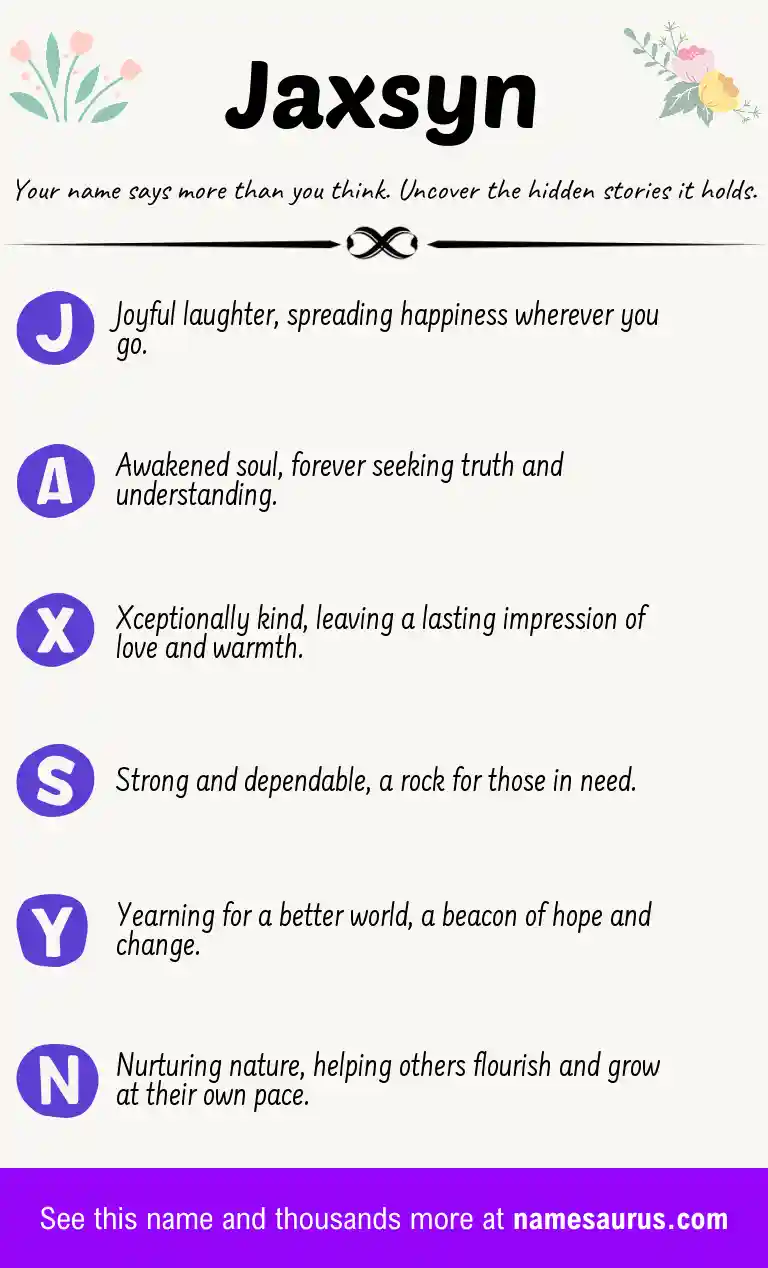 Acrostic poem about Jaxsyn.