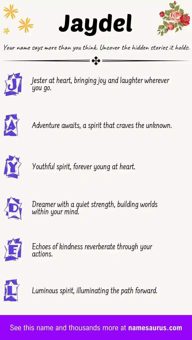 Acrostic poem about Jaydel.