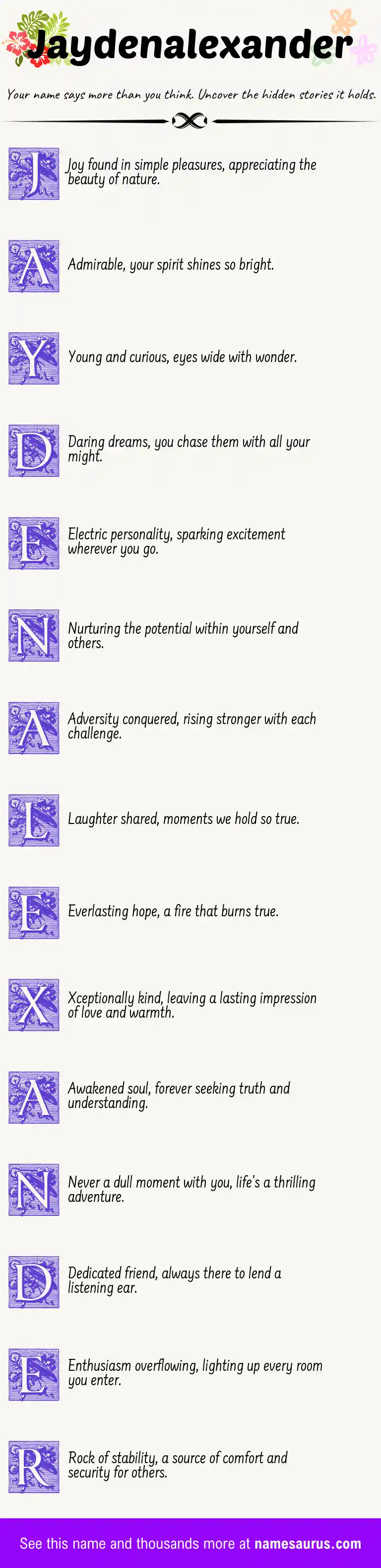 Acrostic poem about Jaydenalexander.