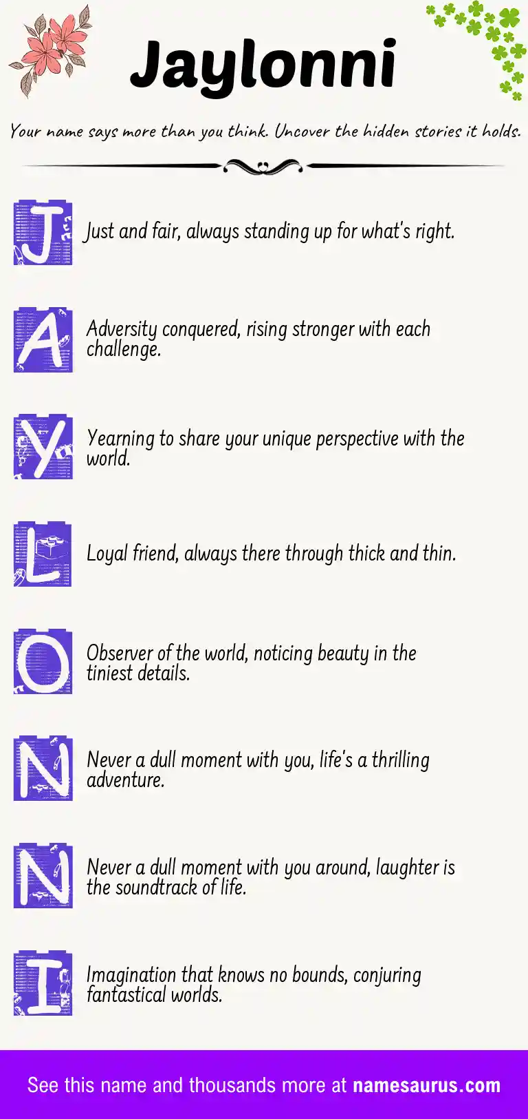 Acrostic poem about Jaylonni.