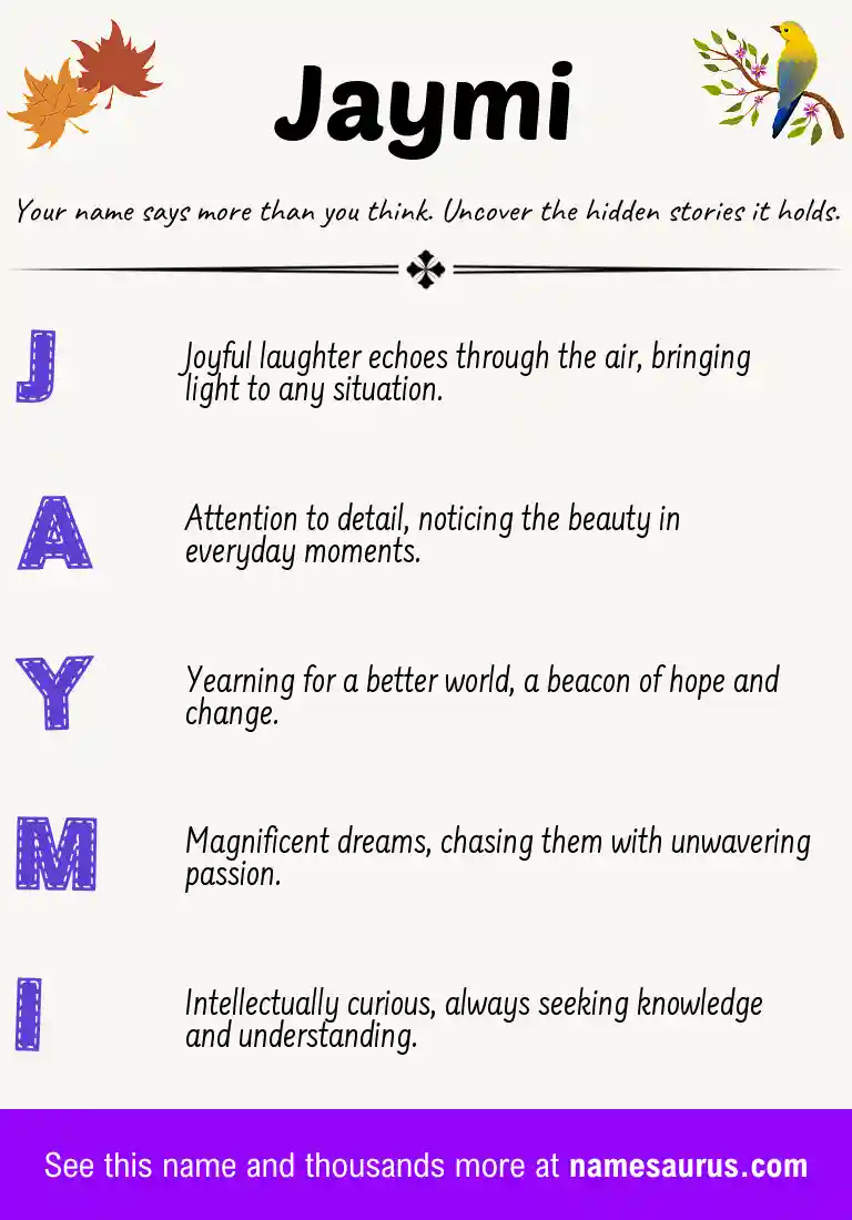 Acrostic poem about Jaymi.