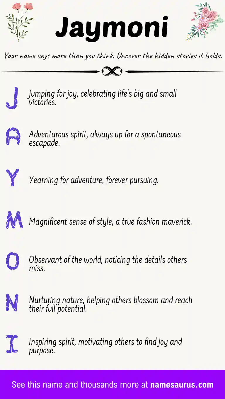 Acrostic poem about Jaymoni.