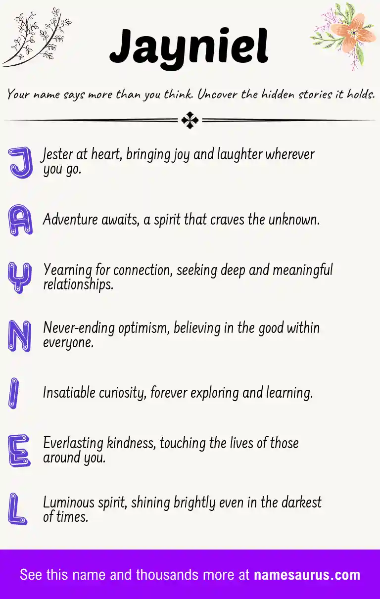 Acrostic poem about Jayniel.