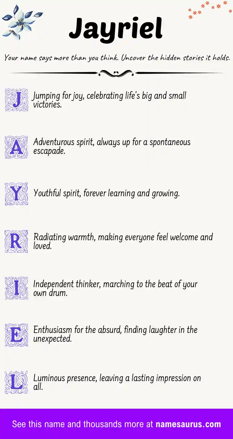 Acrostic poem about Jayriel.