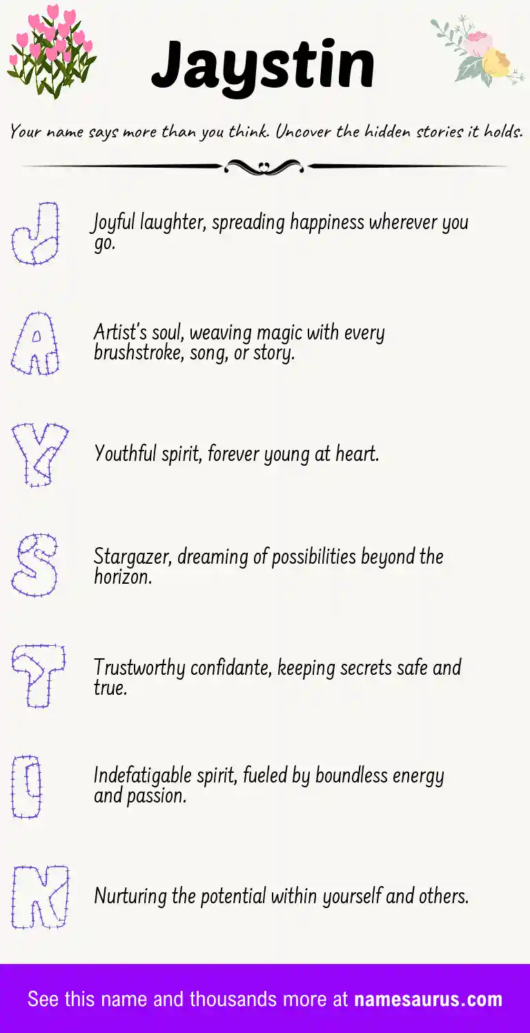 Acrostic poem about Jaystin.