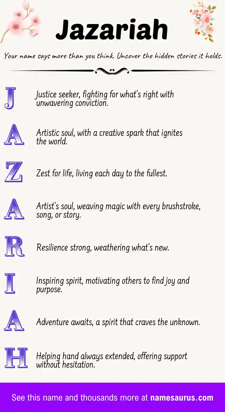 Acrostic poem about Jazariah.
