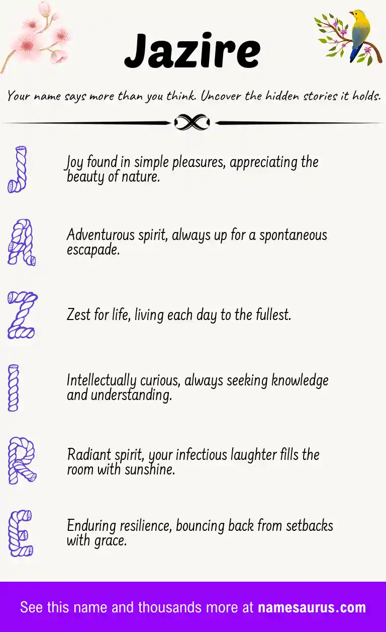 Acrostic poem about Jazire.