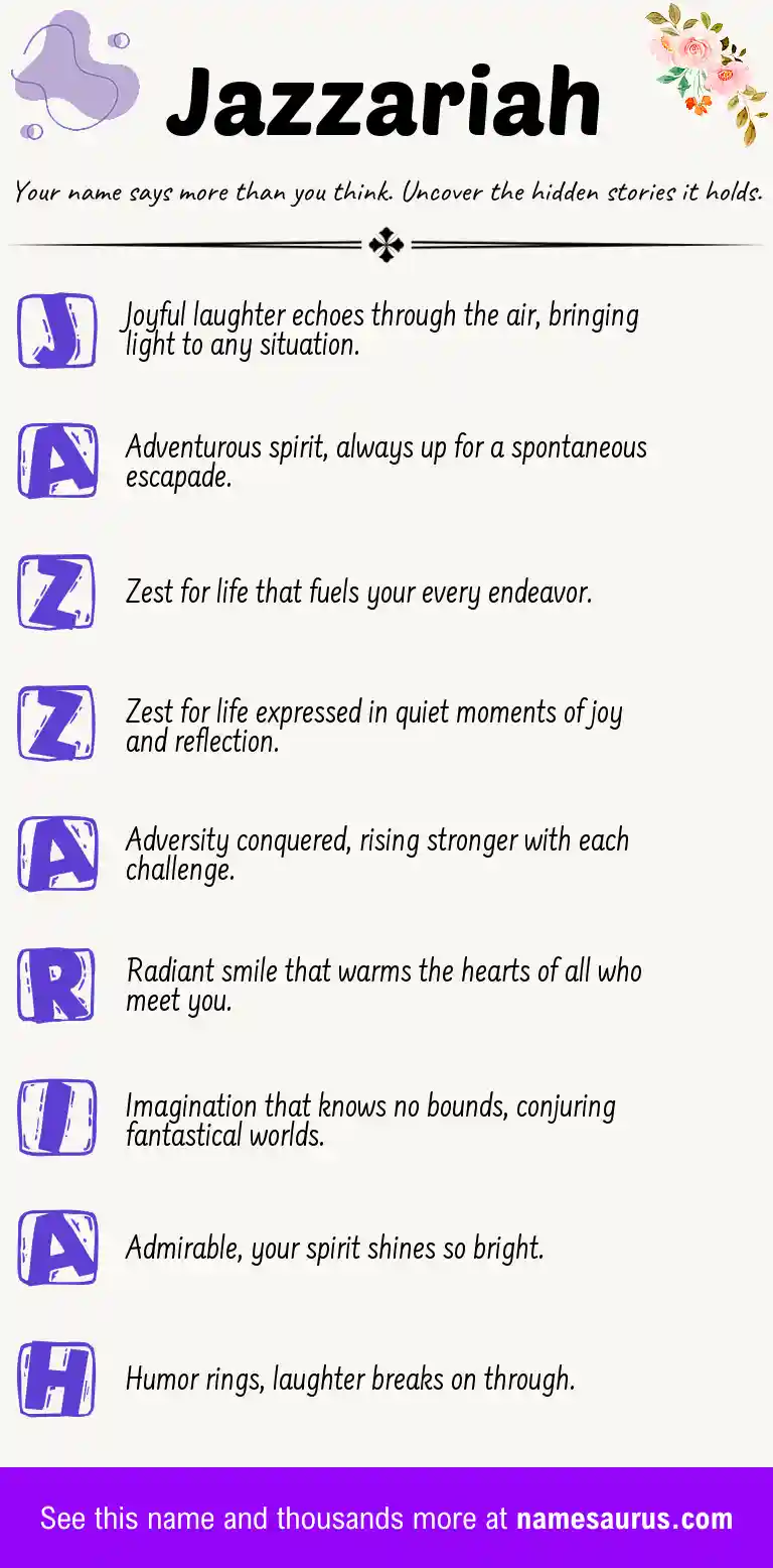 Acrostic poem about Jazzariah.