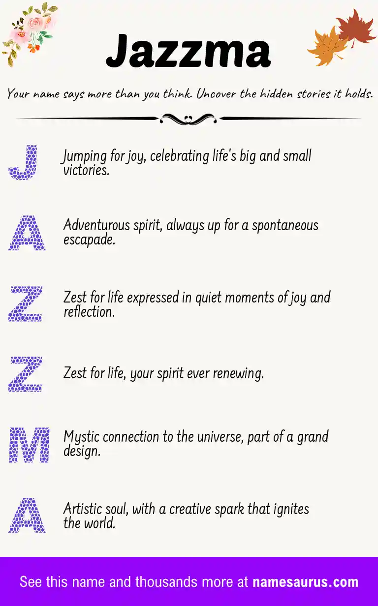 Acrostic poem about Jazzma.