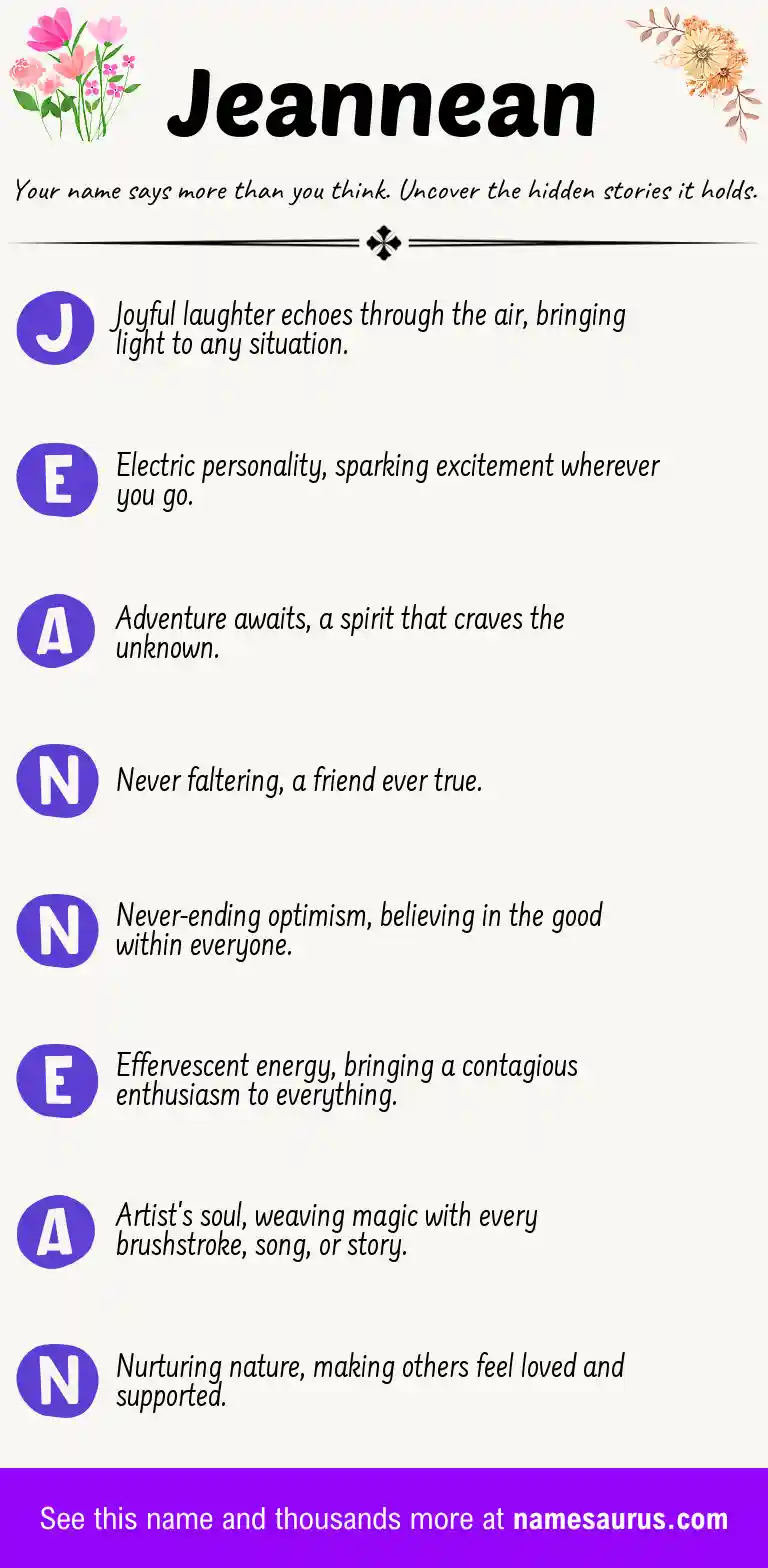 Acrostic poem about Jeannean.