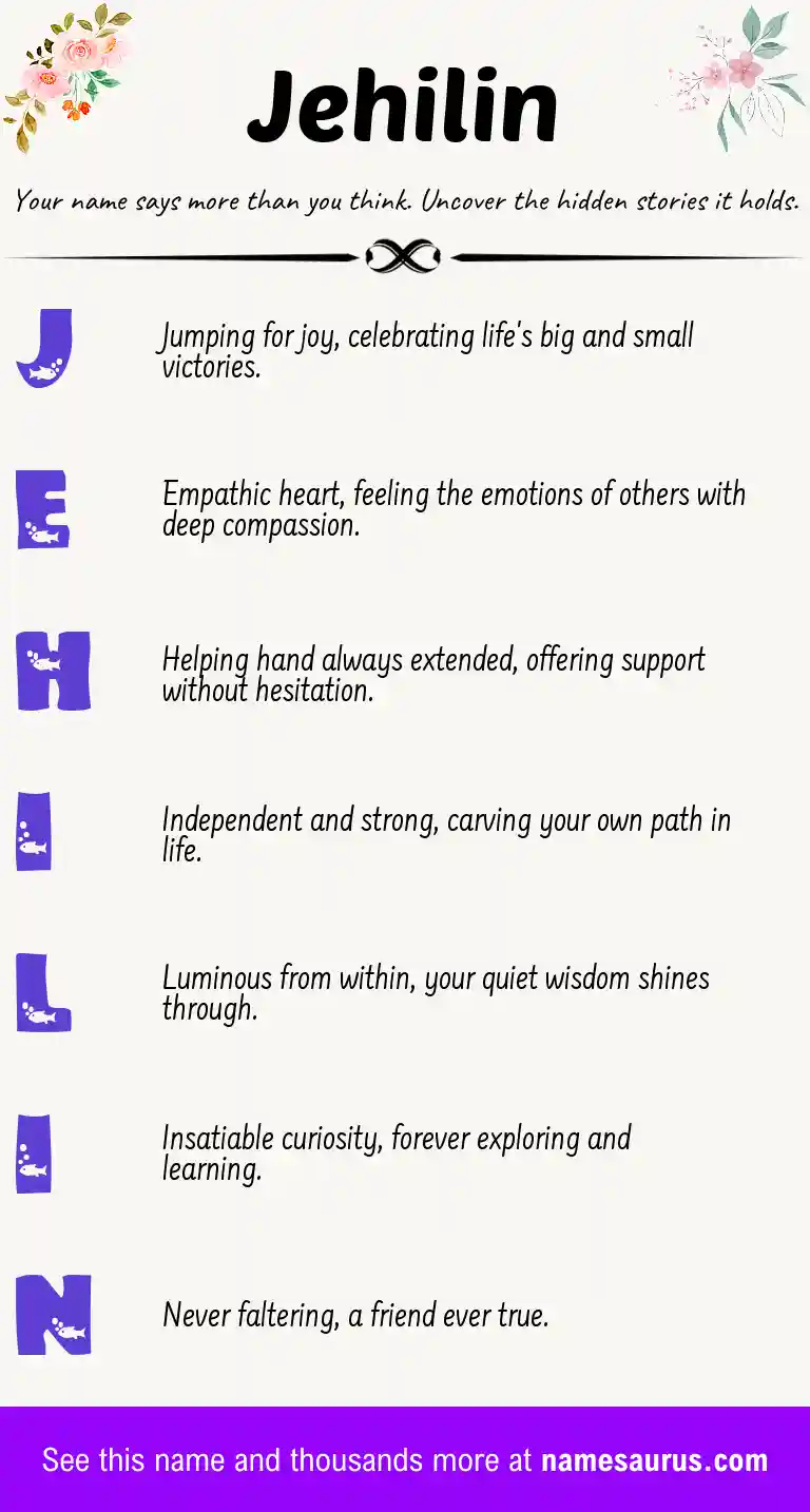 Acrostic poem about Jehilin.