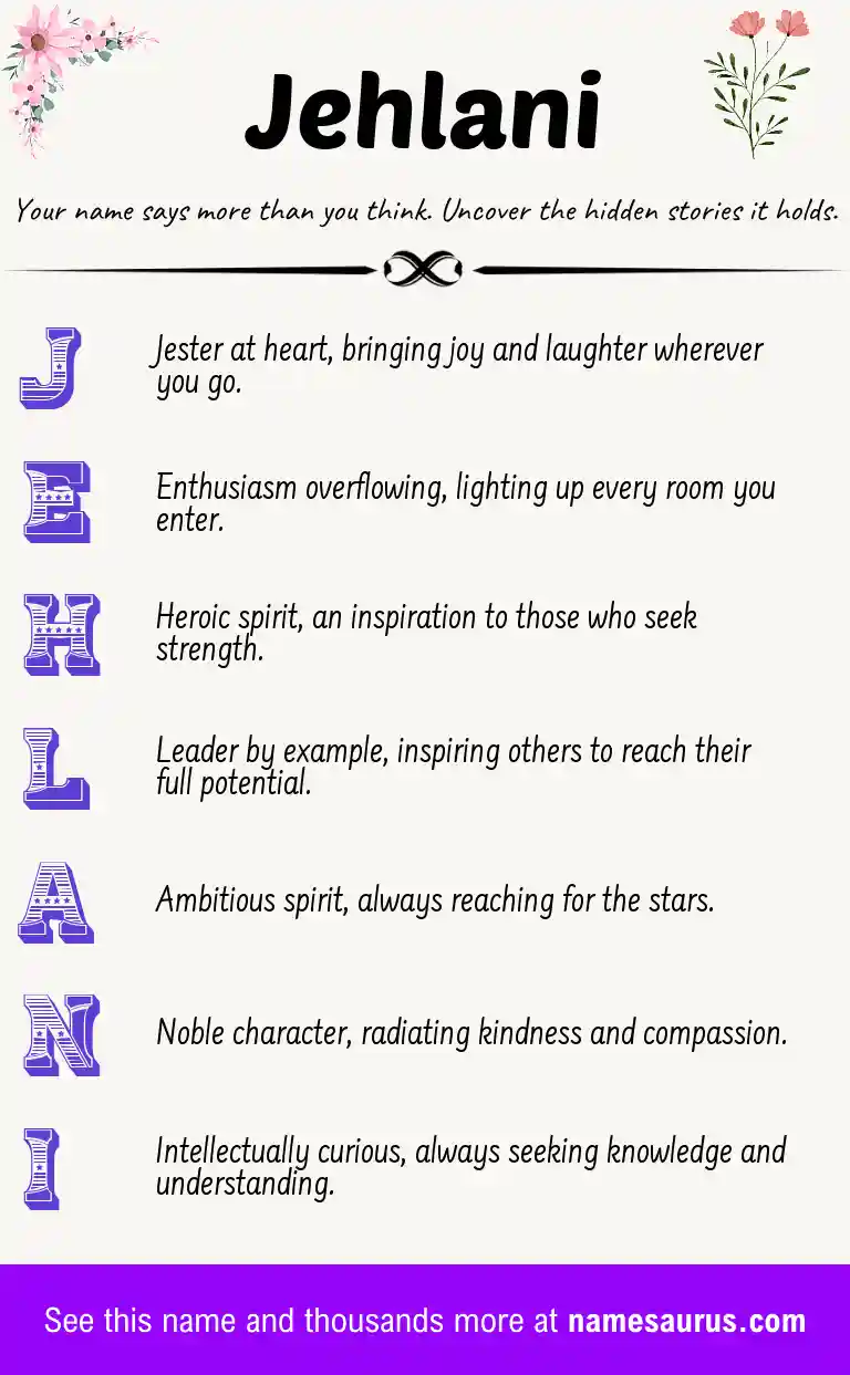 Acrostic poem about Jehlani.