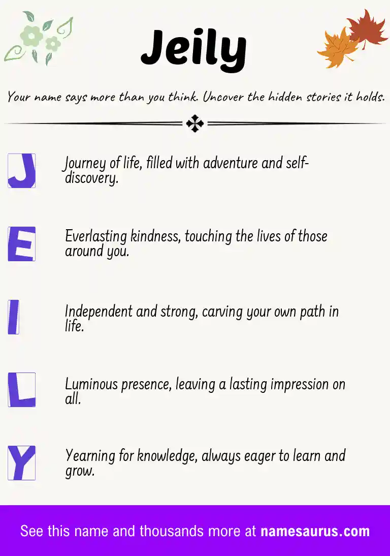 Acrostic poem about Jeily.