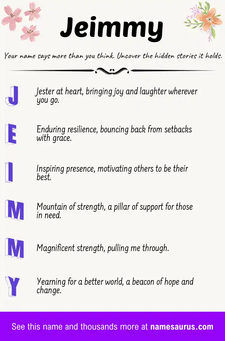 Acrostic poem about Jeimmy.