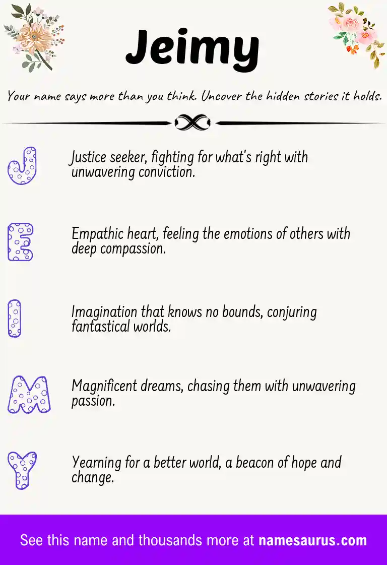 Acrostic poem about Jeimy.