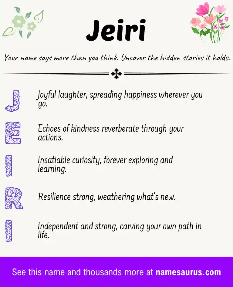 Acrostic poem about Jeiri.