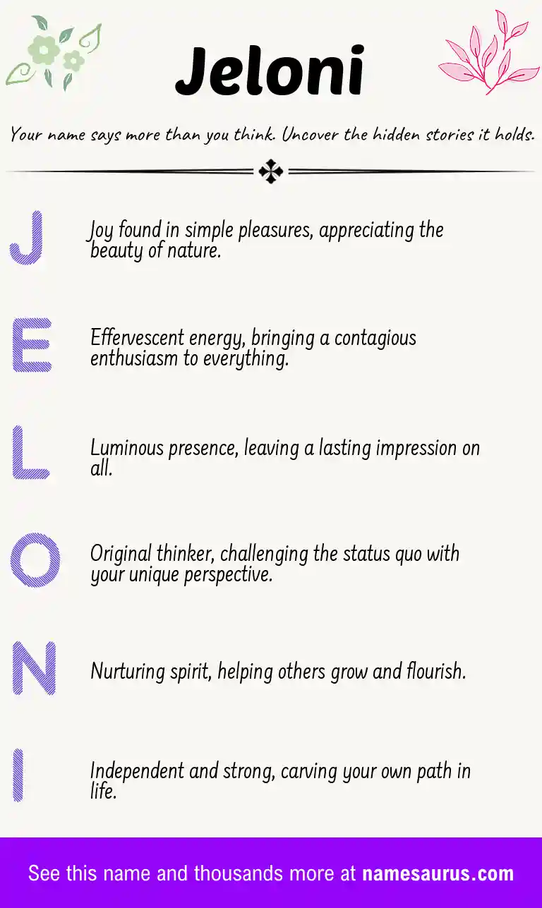 Acrostic poem about Jeloni.