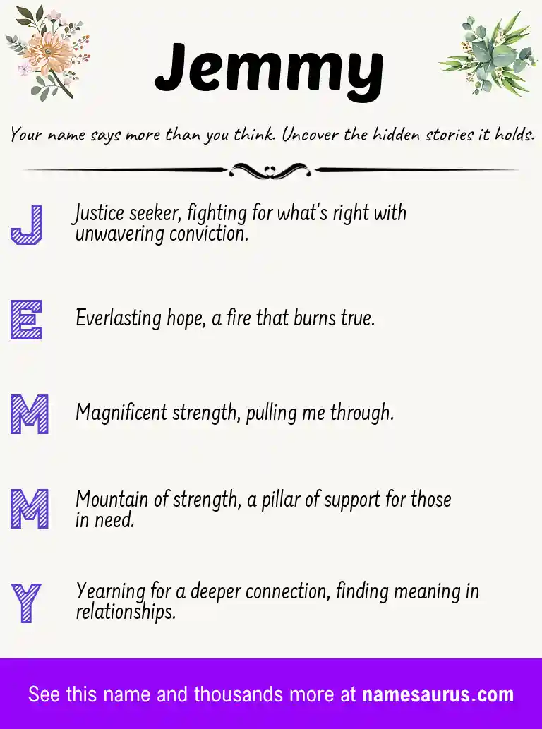 Acrostic poem about Jemmy.