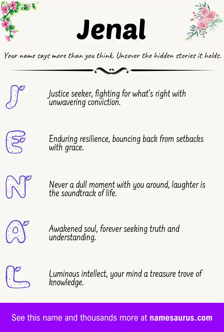 Acrostic poem about Jenal.