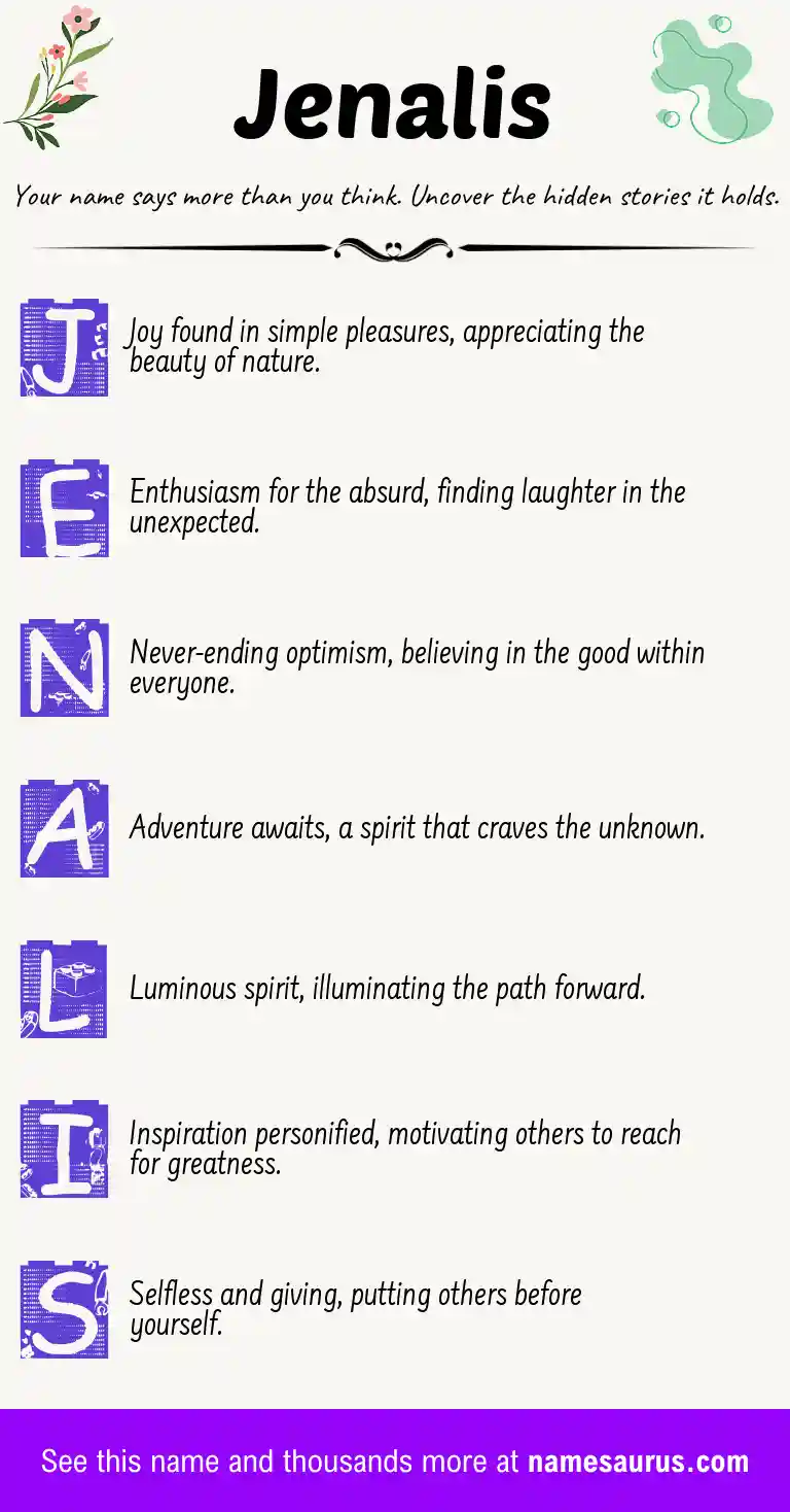 Acrostic poem about Jenalis.