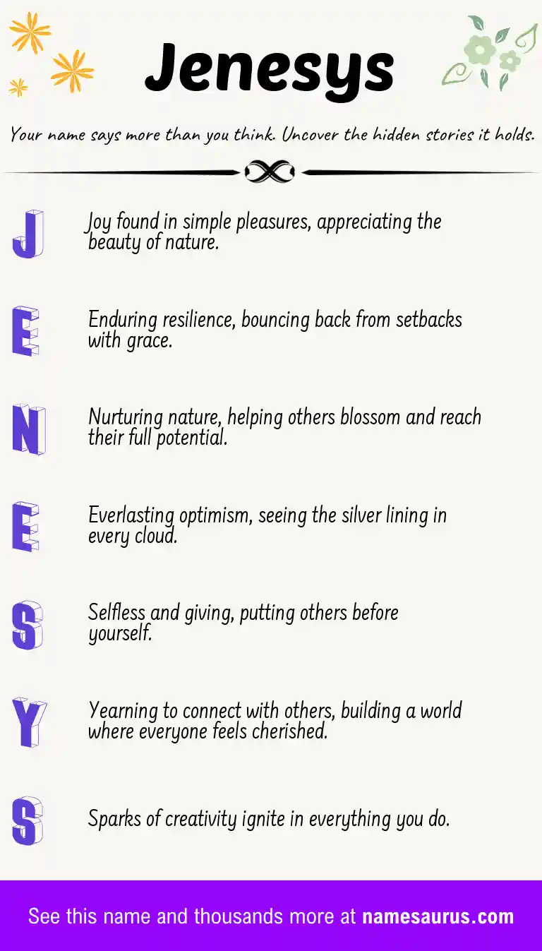 Acrostic poem about Jenesys.