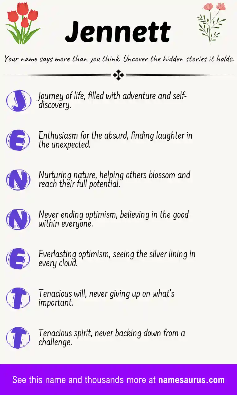 Acrostic poem about Jennett.