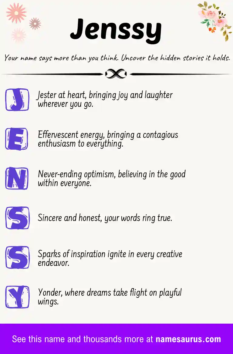 Acrostic poem about Jenssy.