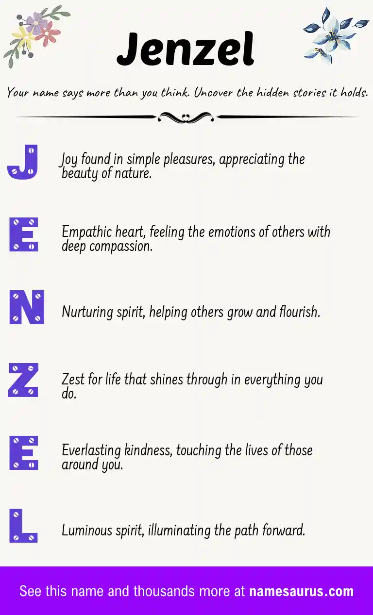 Acrostic poem about Jenzel.
