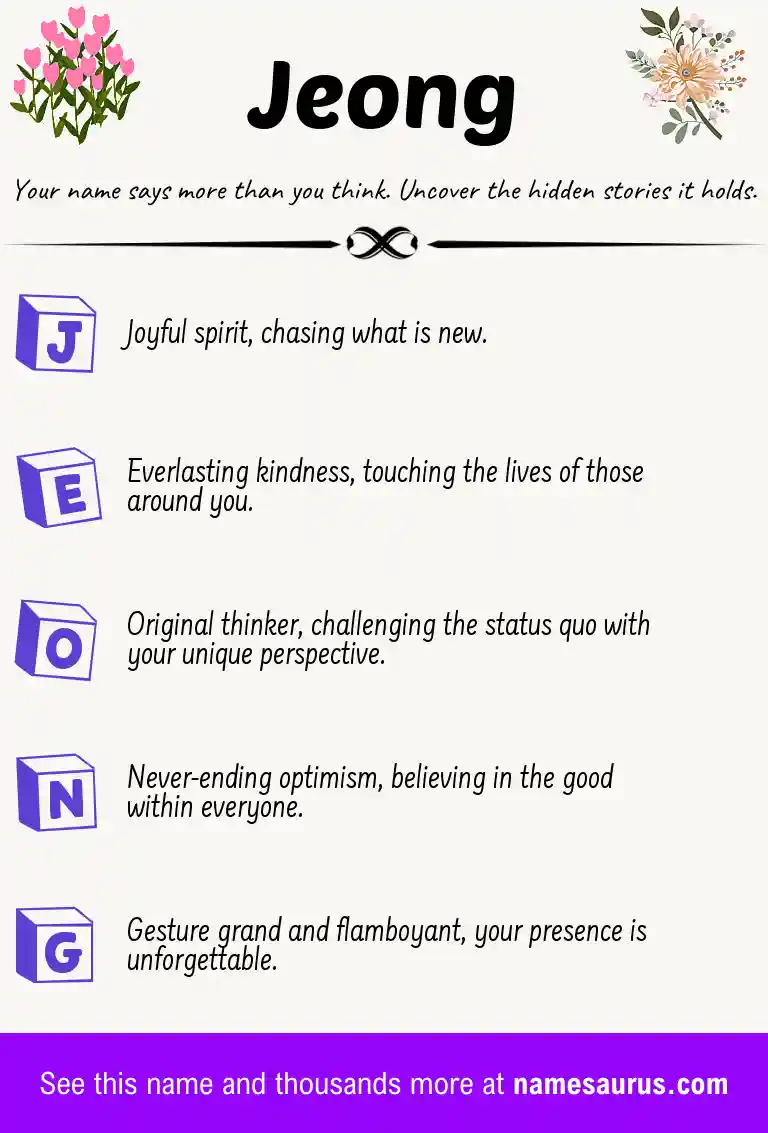 Acrostic poem about Jeong.