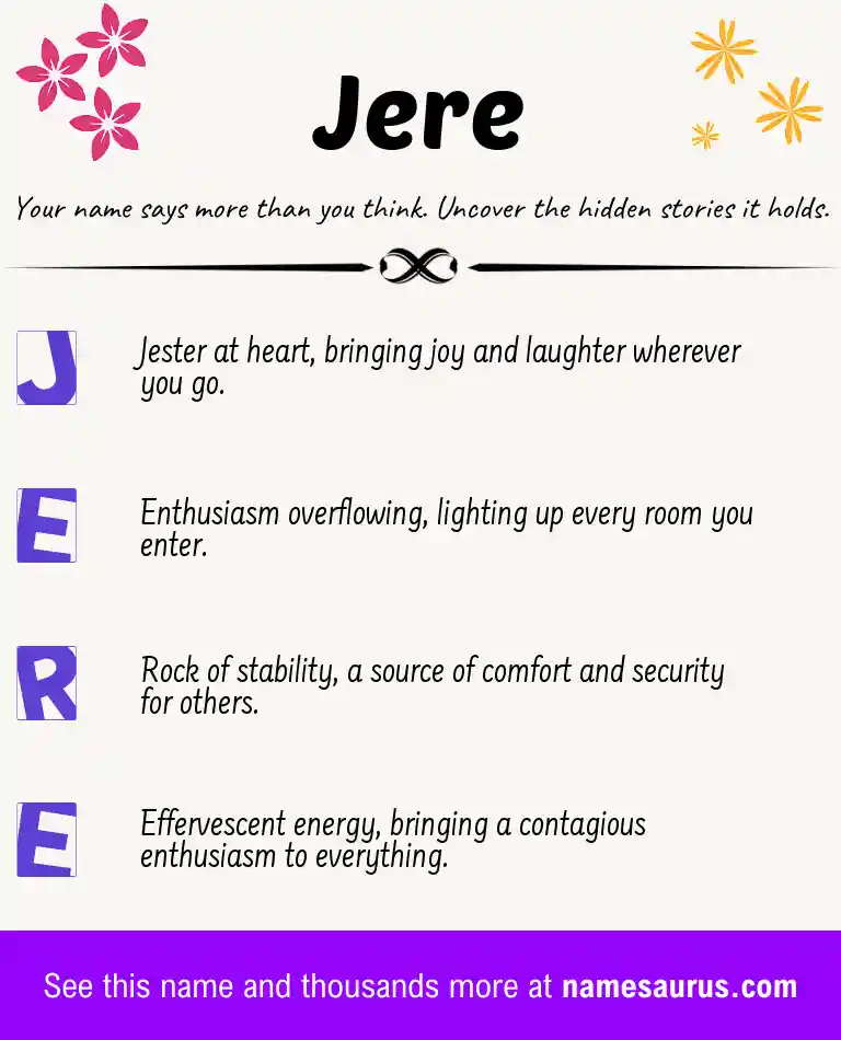 Acrostic poem about Jere.