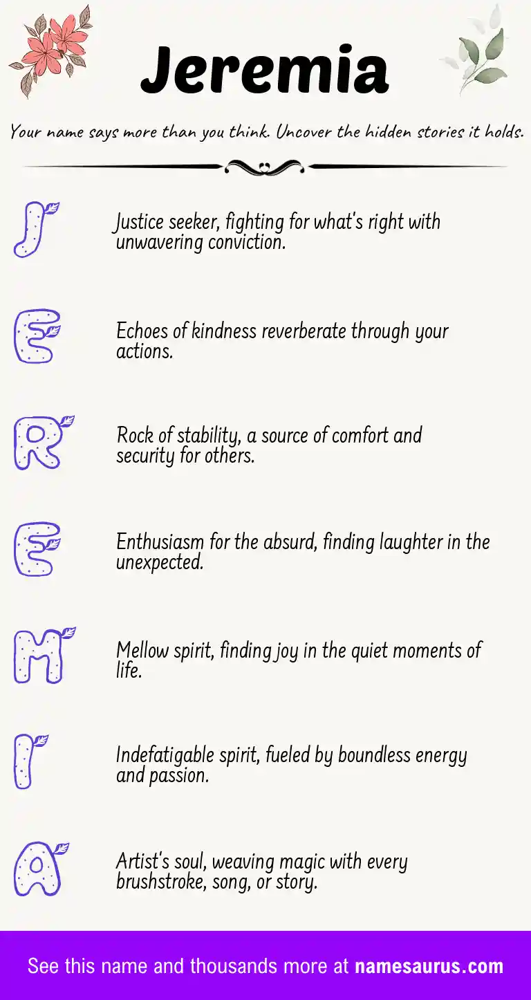 Acrostic poem about Jeremia.
