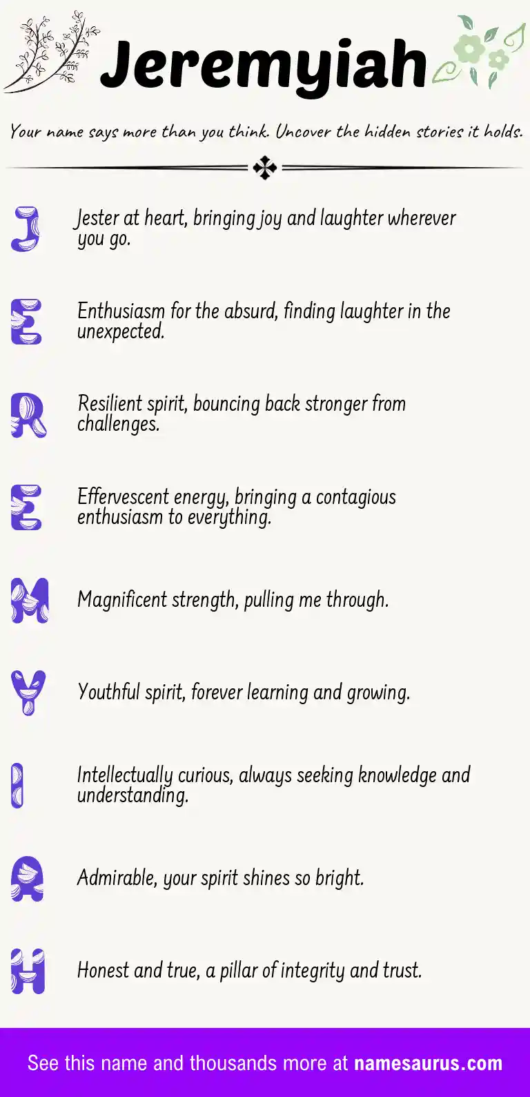 Acrostic poem about Jeremyiah.