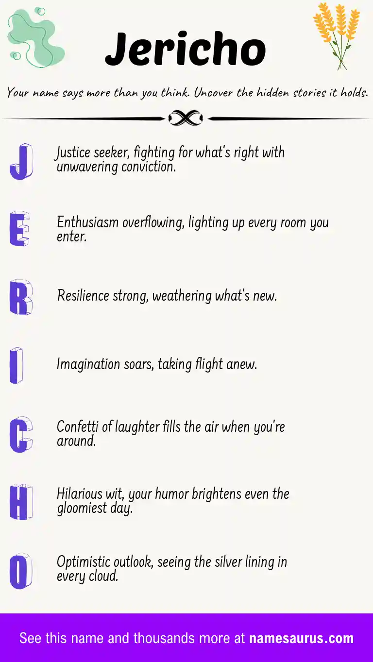 Acrostic poem about Jericho.