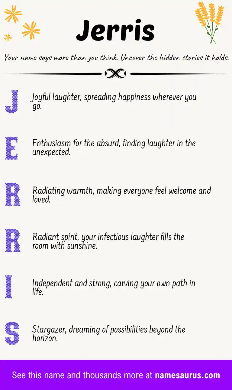 Acrostic poem about Jerris.