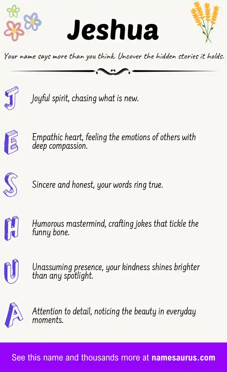 Acrostic poem about Jeshua.