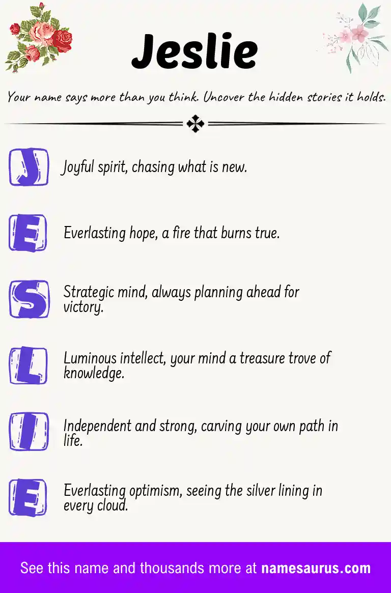 Acrostic poem about Jeslie.