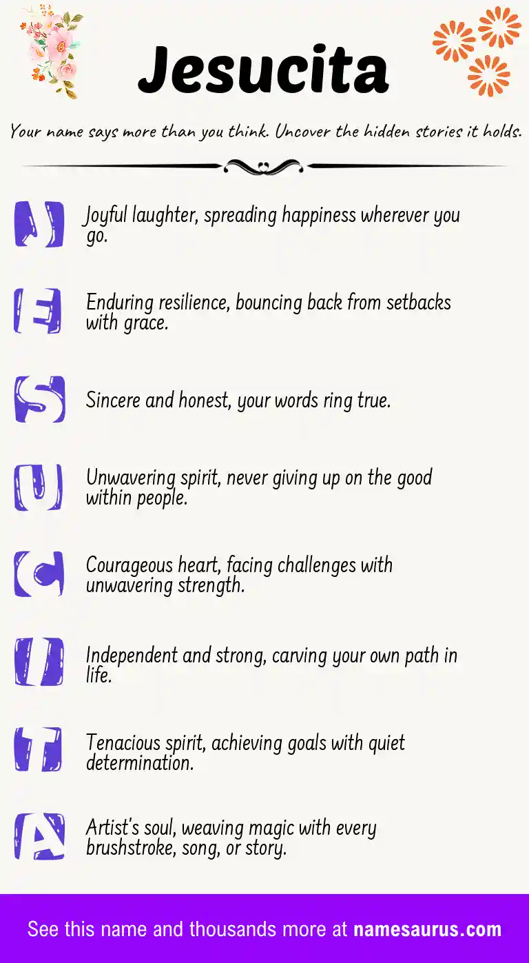 Acrostic poem about Jesucita.