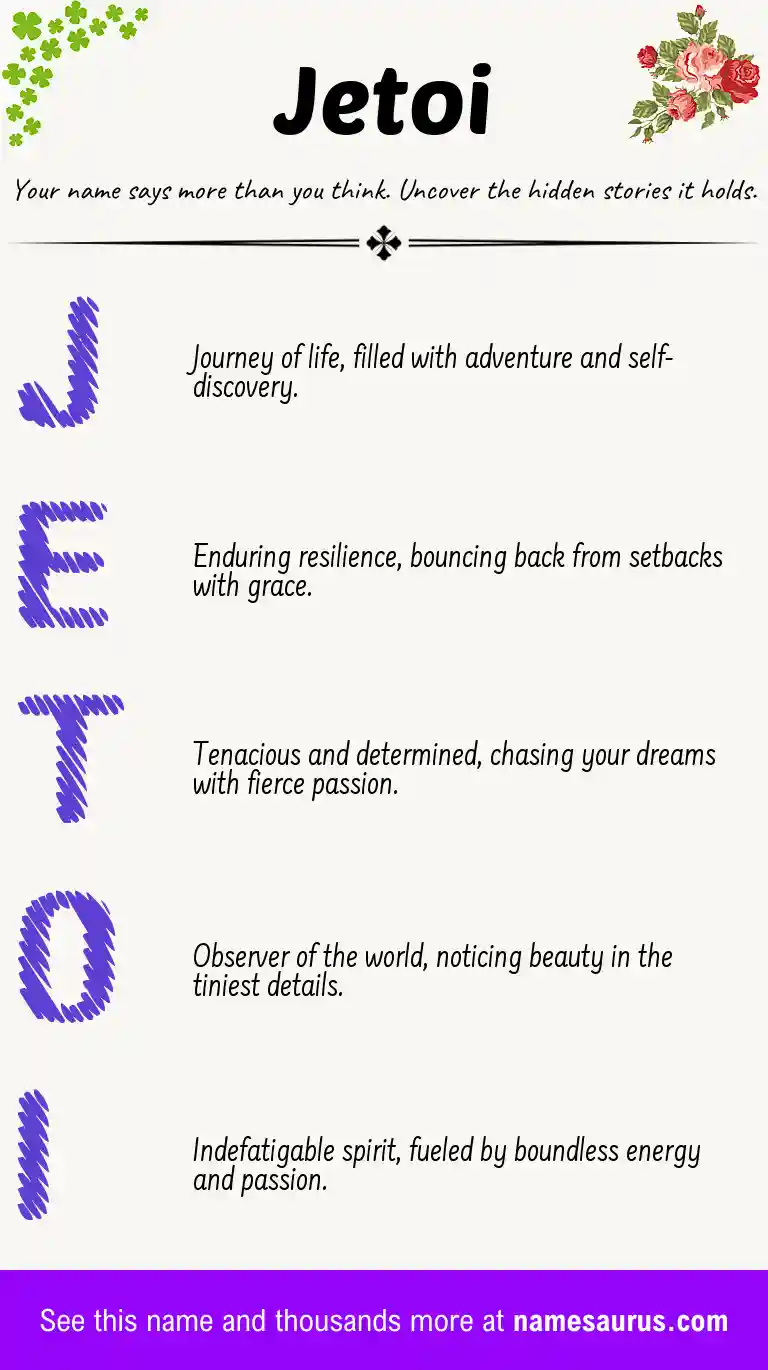 Acrostic poem about Jetoi.